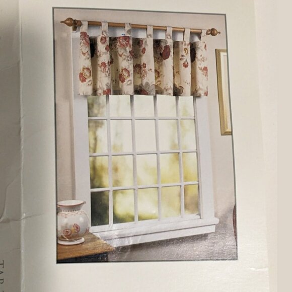 Vint. WAVERLY Garden Room Tab Top Valance 100% Cotton in Vintage Rose - Picture 2 of 4